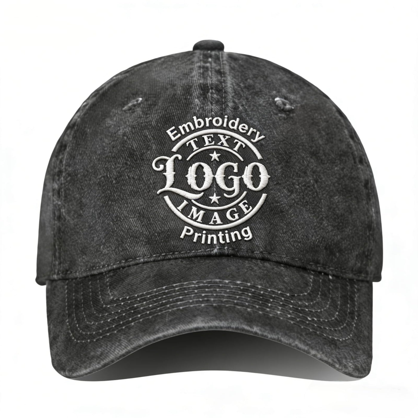 Bulk Custom Hat - Personalized Embroidered & Printed Baseball Cap to Text/Logo, Soft Washed Cotton Breathable Adjustable