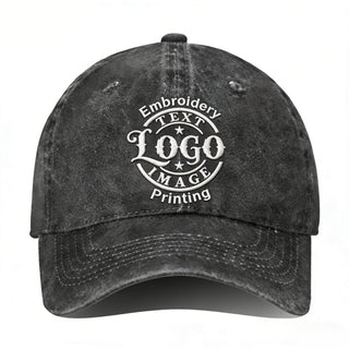 Bulk Custom Hat - Personalized Embroidered & Printed Baseball Cap to Text/Logo, Soft Washed Cotton Breathable Adjustable