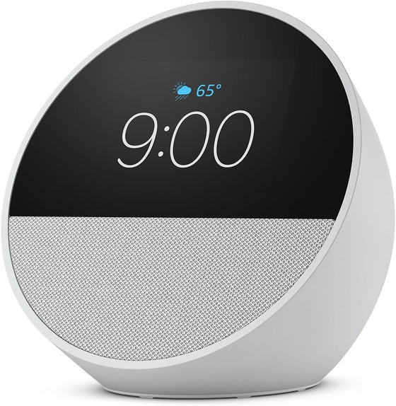 Amazon Echo Spot (newest model), Great for nightstands, offices and kitchens, Smart alarm clock, Designed for Alexa+, Glacier White - hover image