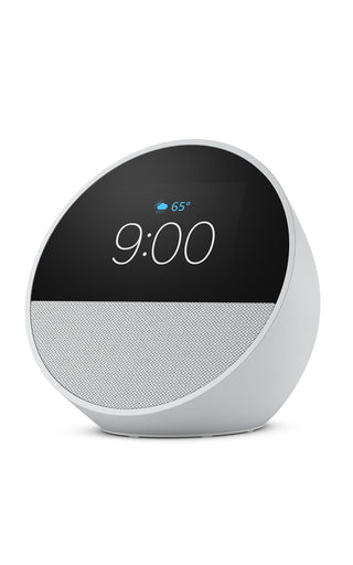 Amazon Echo Spot (newest model), Great for nightstands, offices and kitchens, Smart alarm clock, Designed for Alexa+, Glacier White