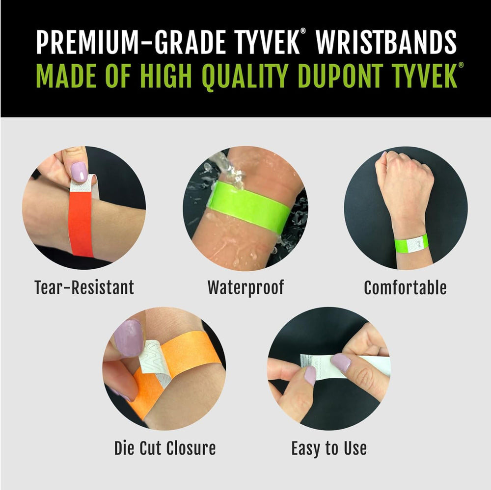600 WristCo Tyvek Wristbands for Events, 6-Color Variety Pack – Tamper-Proof Design Prevents Reuse – Premium-Grade Bracelets for Hospital & Medical ID, Party, VIP Identification