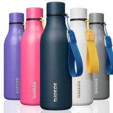 BJPKPK Insulated Water Bottles, 18 oz Stainless Steel Metal Water Bottle with Strap, BPA Free Leak Proof Jugs, Mugs, Flasks, Reusable Thermal Flasks for Sports & Travel, Orange
