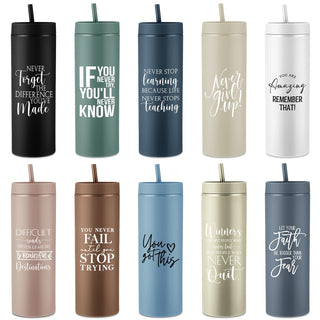 Tioncy 10 Pcs Employee Appreciation Gift Bulk Thank You Skinny Tumbler 16oz Matte Inspirational Water Cup with Lid Straw for CNA Nurse Graduation Team Coworker Teacher Volunteer(Neutral)