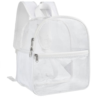 Paxiland Clear Backpack Stadium Approved 12×12×6 with Reinforced and Wider Shoulder Straps, Small Clear Bag for Schools, Concerts, Work, Festivals and Sporting Events - Black