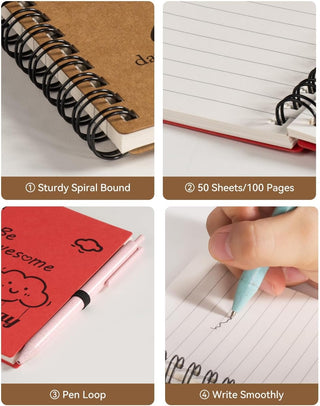 Dynta 50 Sets Small Spiral Notebook and Pen, 4x5.5 Inch Inspirational Journals Bulk, Appreciation Thank You Gifts for Coworkers, Teachers, Students, Family and Friends