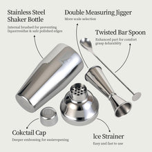 24oz Cocktail Shaker Set with 1 oz 2oz Jigger - Monogramm Initials Martini Shaker Set - 304 Stainless Steel Bar Shaker for Margarita,Mojito-Personalized Gift for Friend,Husband-W