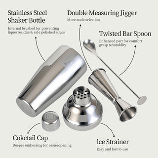 24oz Cocktail Shaker Set with 1 oz 2oz Jigger - Monogramm Initials Martini Shaker Set - 304 Stainless Steel Bar Shaker for Margarita,Mojito-Personalized Gift for Friend,Husband-W
