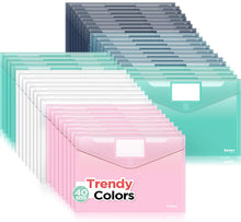 Sooez 10Pack Plastic Envelopes, Plastic File Folders, Clear Folders for Documents Trendy Colors, Super Heavyweight Document Holders, Storage Pouches, File Envelopes for School Office Supplies