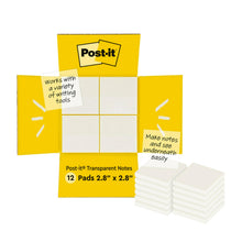 Post-it Transparent Notes, 2.8 in. x 2.8 in., Pastel Sticky Notes, School Supplies, Office Products, Great for Studying, 2 Pads