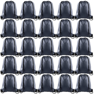 KUUQA 2 Pcs Drawstring Backpack Bags Sports Cinch Sack String Backpack Storage Bags for School Gym Traveling (Black)