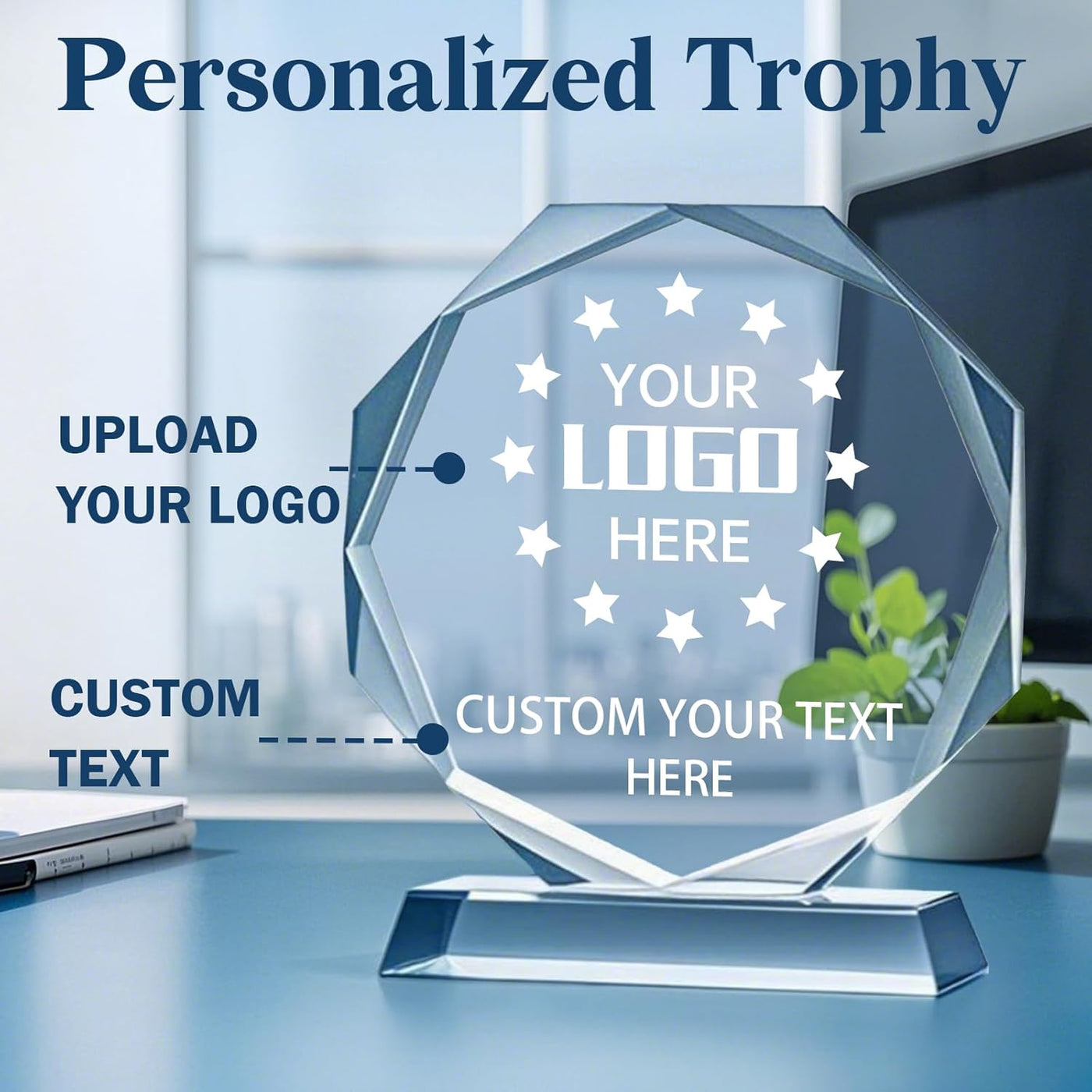 Personalized Crystal Trophy Award - Plaques Personalized Engraved - Coworker Employee Appreciation Gift, Anniversary Retirement Gift - Custom Employee Recognition Awards and Trophies