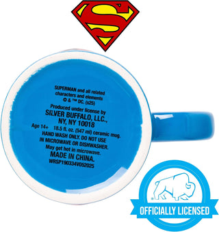 Silver Buffalo Superman Logo Icon Embossed Foil 20oz Ceramic Mug