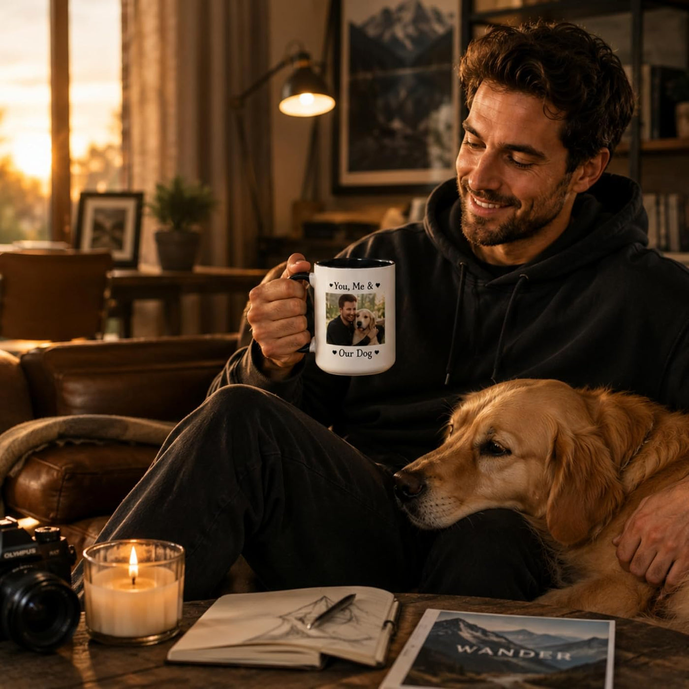 Customized 15oz Ceramic Coffee Mugs with Personalized Text and Photo Image Upload Novelty Gift, Personalize With Different Design And Images, Custom Gift (Black)