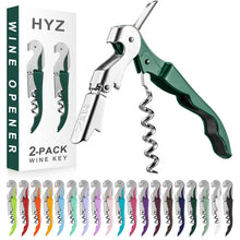 HYZ 2-Pack Wine Opener Waiter Corkscrew, Professional Wine Key for Servers, Bartender with Foil Cutter, Manual Wine Bottle Opener Double Hinged (Pink)