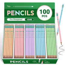 Taja 50 Pack Wood-Cased #2 HB Pencils, Bulk Pre-Sharpened Pencils with Top Erasers, Perfect for School & Classroom Writing and Drawing - Macaron