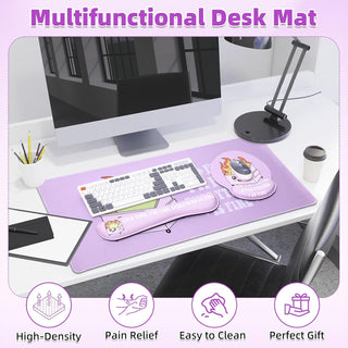 Kingdder 4 Pcs Dumpster Mouse Pad Kit Mouse Wrist Rest, Purple Funny Cute Fire Large Desk Mat, Keyboard Wrist Rest, Coaster, Ergonomic Desk Mat Gaming Work Home Office Accessories Supplies Decor