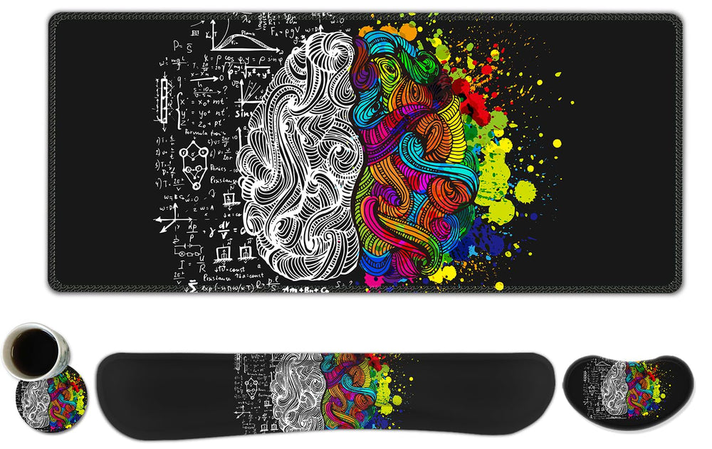 ToLuLu Extended Gaming Mouse Pad, Memory Foam Ergonomic Keyboard Mouse Wrist Rest Support Set, Large Desk Mat with Stitched Edges, Non-Slip Base Mousepad for Home Office Game and Study, Green Theme