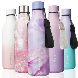 BJPKPK Insulated Water Bottles, 18 oz Stainless Steel Metal Water Bottle with Strap, BPA Free Leak Proof Jugs, Mugs, Flasks, Reusable Thermal Flasks for Sports & Travel, Orange