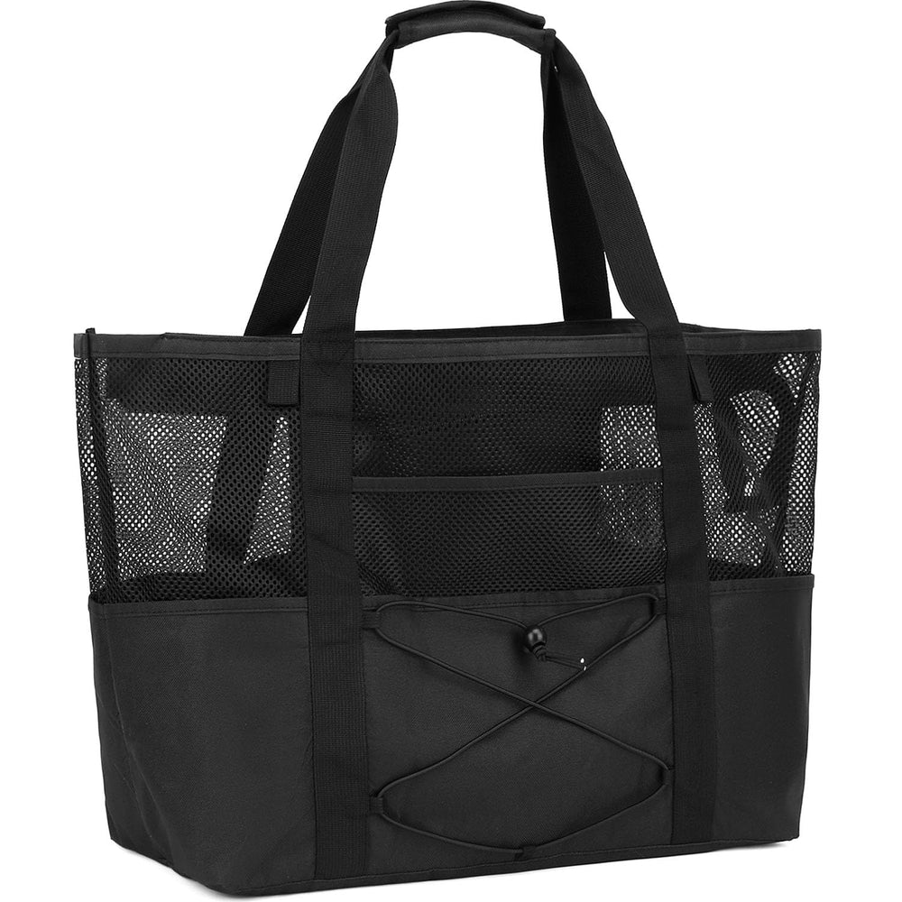 Fammart Mesh Beach Bag for Women, Large Beach Toy Pool Bag with Zipper Pocket, SandProof Cruise Essentials 2026 Family Travel