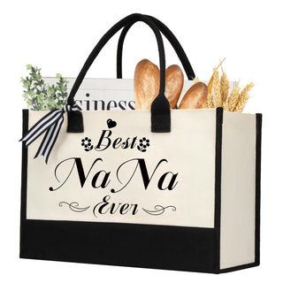 shenee Initial Canvas Tote Bag, Personalized Beach Jute Bag Present for Women Holiday,Friends Birthday Gift,Wedding, New Year