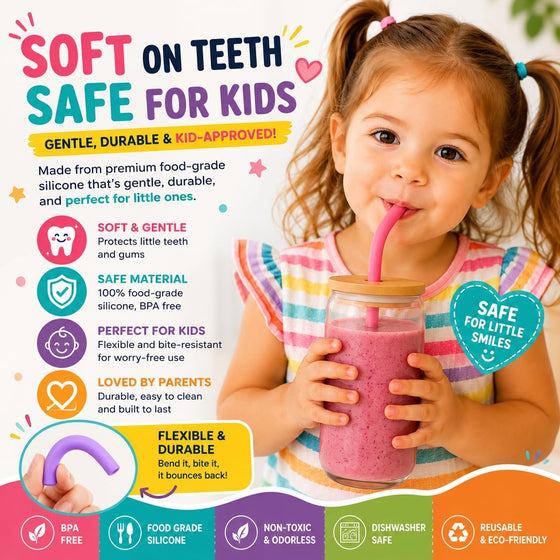 Reusable Silicone Straws for Tumblers, Smoothies & Kids Drinks – 15 Pack Flexible BPA-Free Drinking Straws with 2 Cleaning Brushes – Soft on Teeth & Lips – Fits 20oz & 30oz Tumblers - hover image