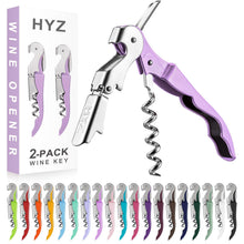 HYZ 2-Pack Wine Opener Waiter Corkscrew, Professional Wine Key for Servers, Bartender with Foil Cutter, Manual Wine Bottle Opener Double Hinged (Pink)