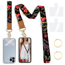 Yonlevres Flower Phone Lanyard Crossbody Strap, Floral Cell Phone Lanyards for around the Neck Wristlet Wrist Strap Adjustable for Keys Case Accessories Travel Essentials