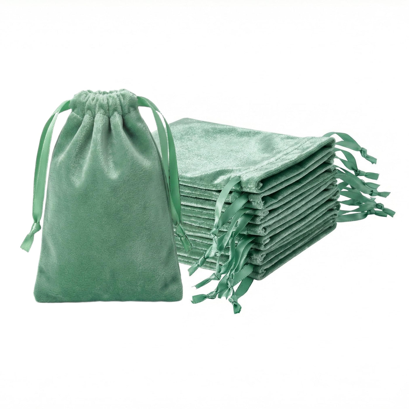 QIANF 12pcs Light Champagne Velvet Drawstring Bags 4x6 inches Glossy Small Velvet Cloth Gift Bags Jewelry Pouches for Storage Wedding Party Favor Christmas