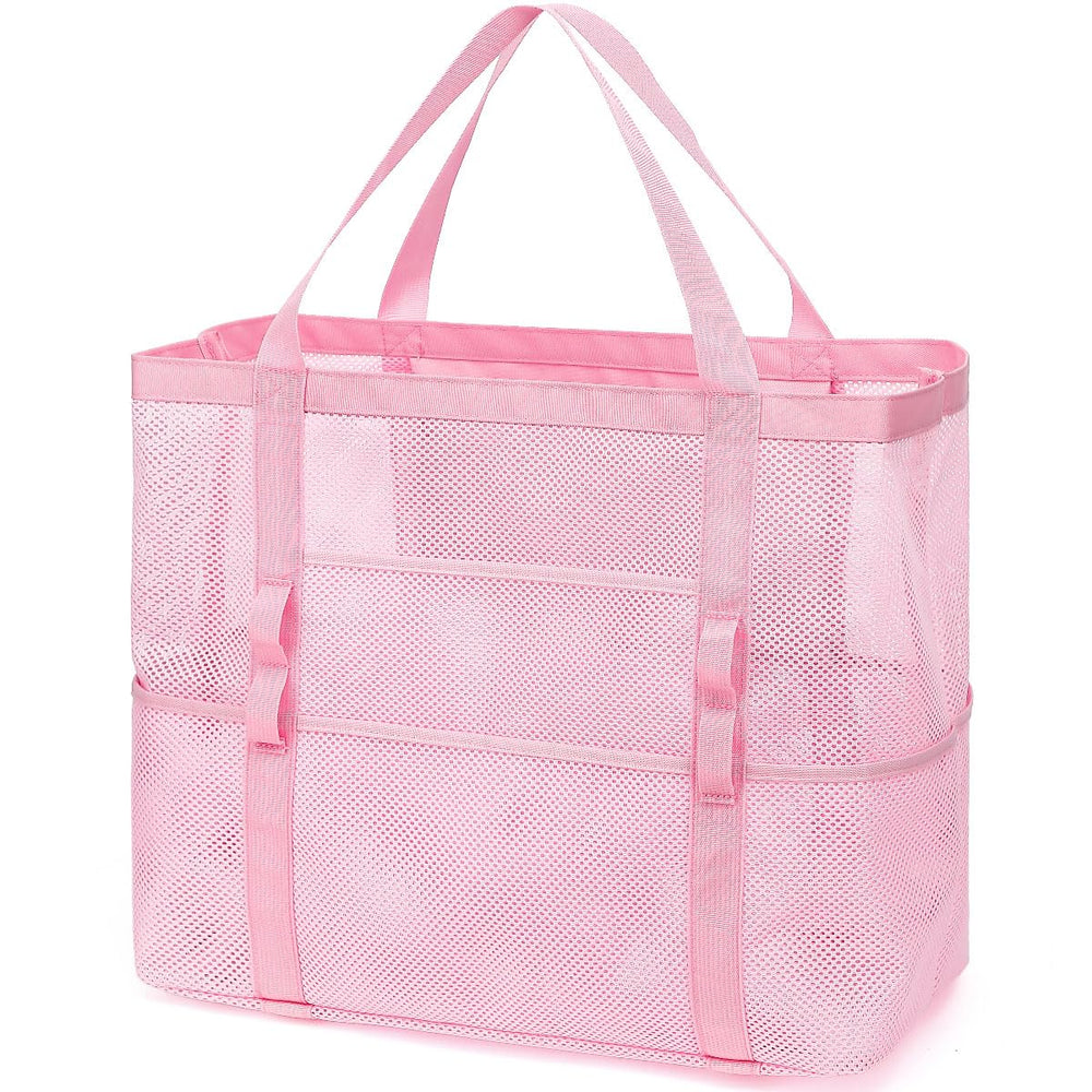Fammart Mesh Beach Bag for Women, Large Beach Toy Pool Bag with Zipper Pocket, SandProof Cruise Essentials 2026 Family Travel