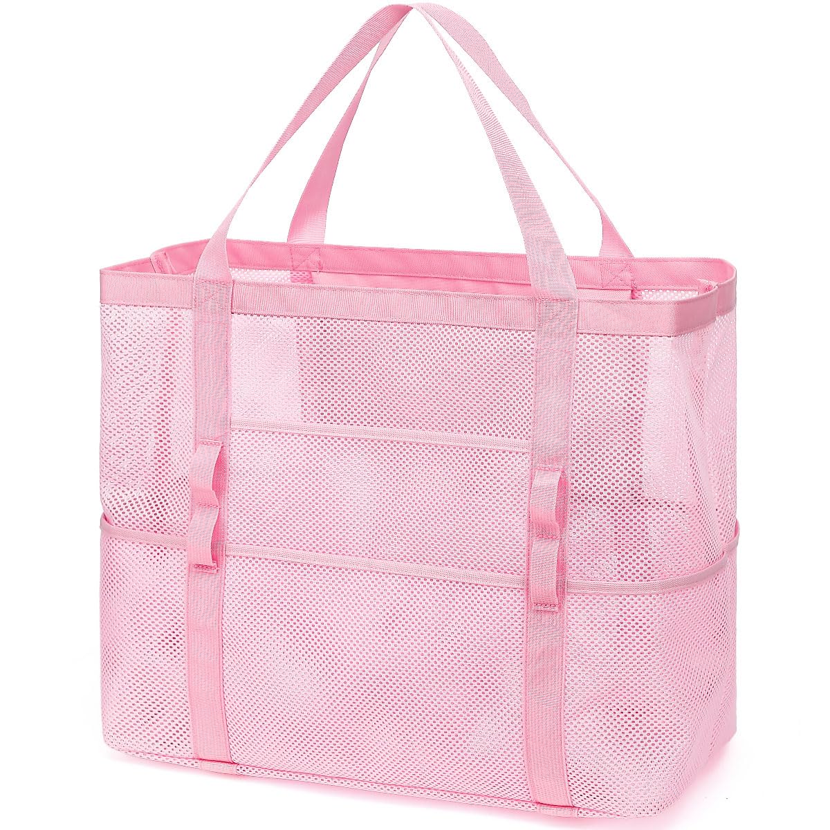 Fammart Mesh Beach Bag for Women, Large Beach Toy Pool Bag with Zipper Pocket, SandProof Cruise Essentials 2026 Family Travel