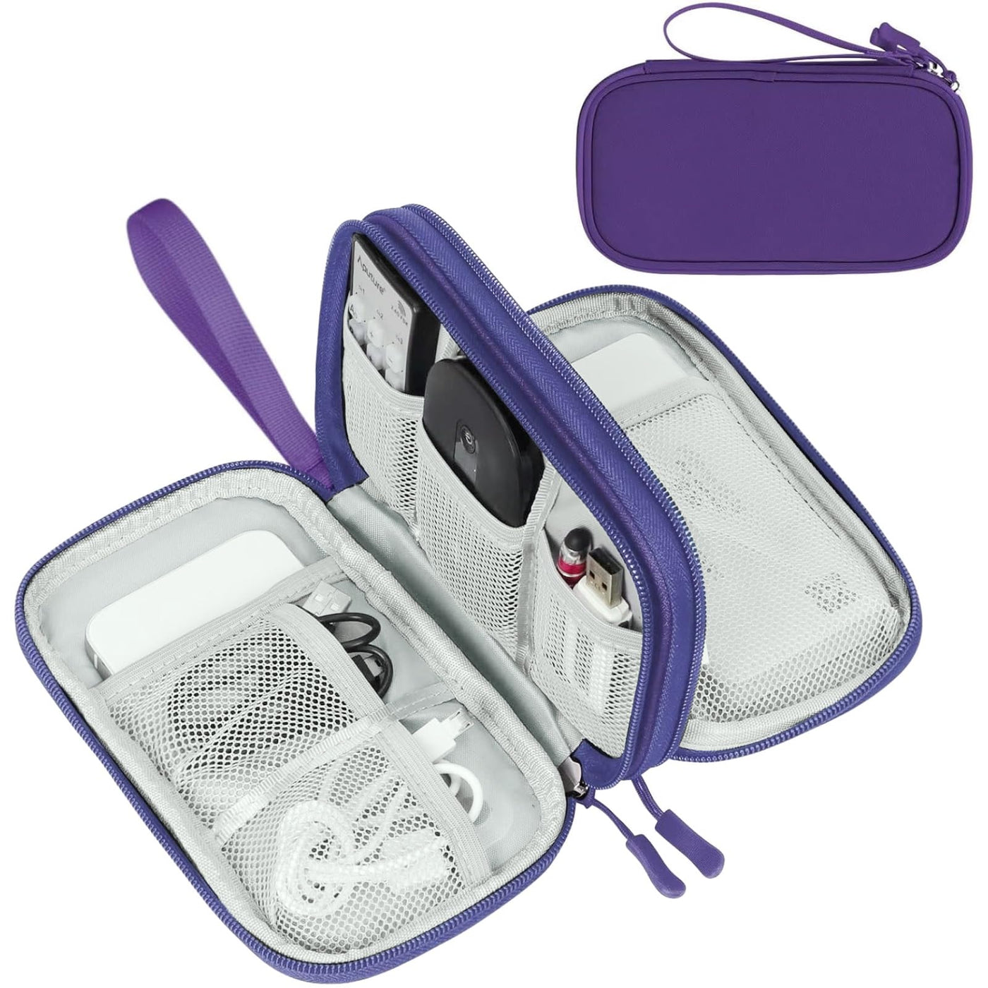 FYY Travel Cable Organizer Pouch Electronic Accessories Carry Case Portable Waterproof Double Layers All-in-One Storage Bag for Cord, Charger, Phone, Earphone Black