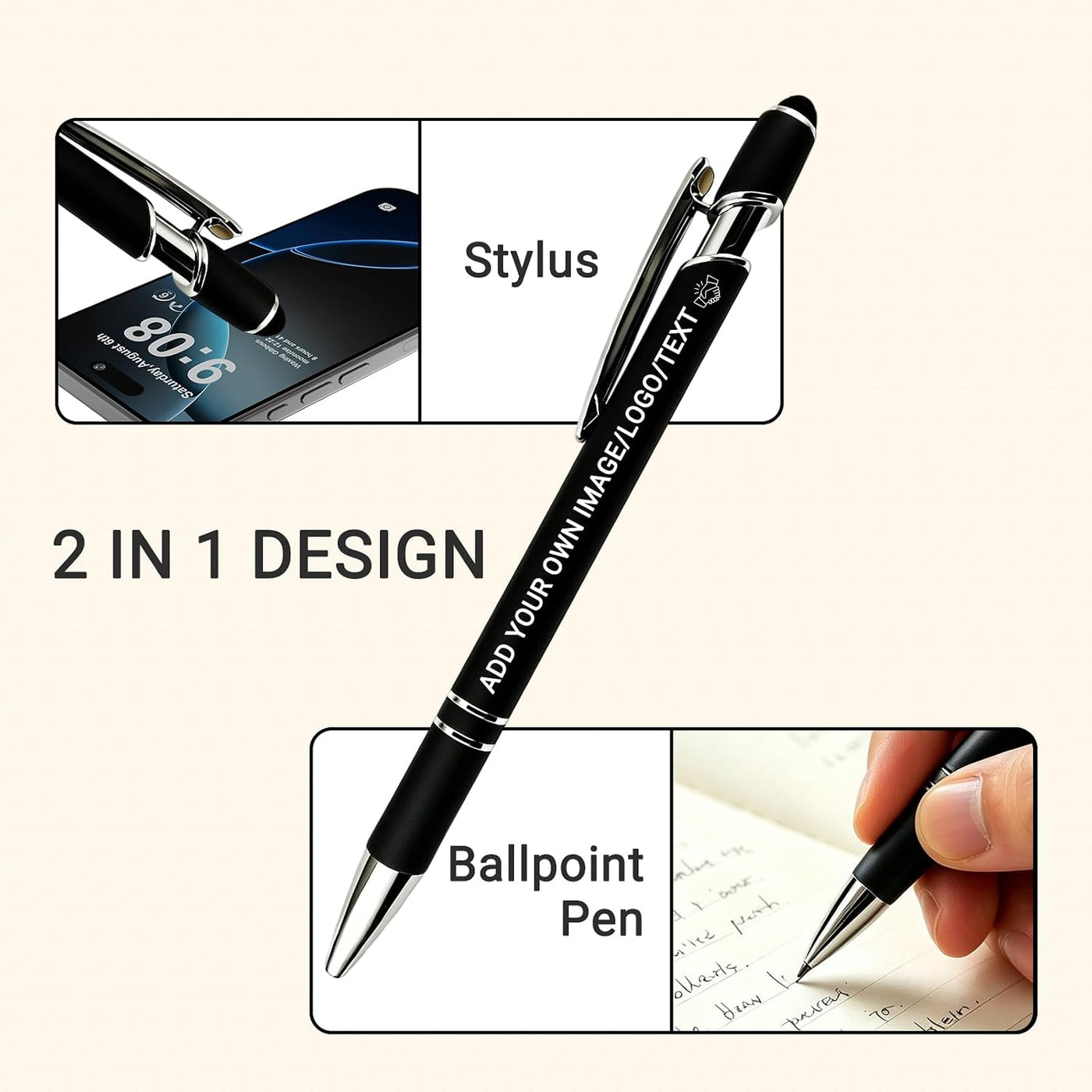 KMH Personalized Notebook and Pen Set, A5 200 Pages Lined Journal Bulk Custom Notebook with Photo Text LOGO for Work, School & Note Taking