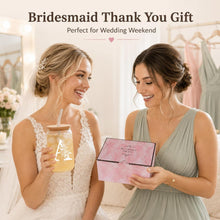 Bridesmaid Gifts for Women, Glass Cup and Bracelet Gift Set, Bridal Party Gift Box for Bridesmaid Thank You, Wedding Weekend, Bridal Shower or Proposal, Initial A