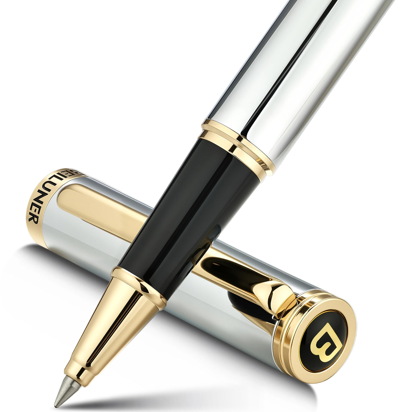 BEILUNER Luxury Rollerball Pen,24K Gold Trim,Noble and Elegant Designs,Schneider Ink Refill, Best Roller Ball Pen Gift Set for Men & Women, Professional, Executive Office, Nice Pens
