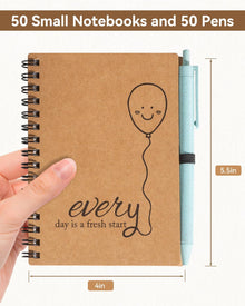 Dynta 50 Sets Small Spiral Notebook and Pen, 4x5.5 Inch Inspirational Journals Bulk, Appreciation Thank You Gifts for Coworkers, Teachers, Students, Family and Friends