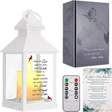 Sympathy Gifts for Loss of Loved One, Memorial Gift Lantern with Card, Bereavement Gift Candle Lights, Memory Lamp with Remote for Funeral Remembrance or Condolences (White)