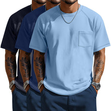 Neer 3 Pack Big and Tall Shirts for Men with Pocket XL-5XL Plus Size Crew Neck Raglan Short Sleeve Summer Casual T Shirts Tee