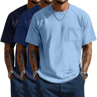Neer 3 Pack Big and Tall Shirts for Men with Pocket XL-5XL Plus Size Crew Neck Raglan Short Sleeve Summer Casual T Shirts Tee