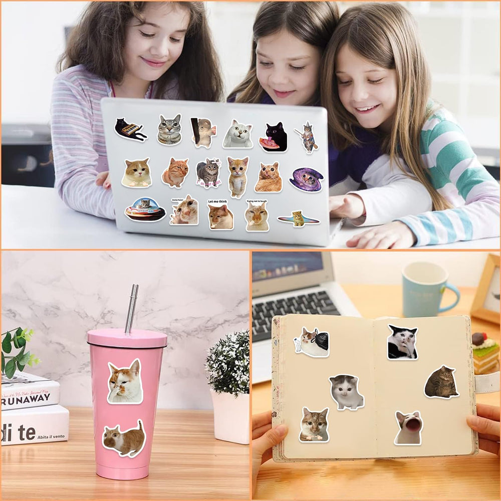 Cat Meme Stickers, Funny Cat Stickers for Journaling Adults Kawaii,Cute Waterproof Vinyl Sticker for Water Bottles Laptops 50Pcs