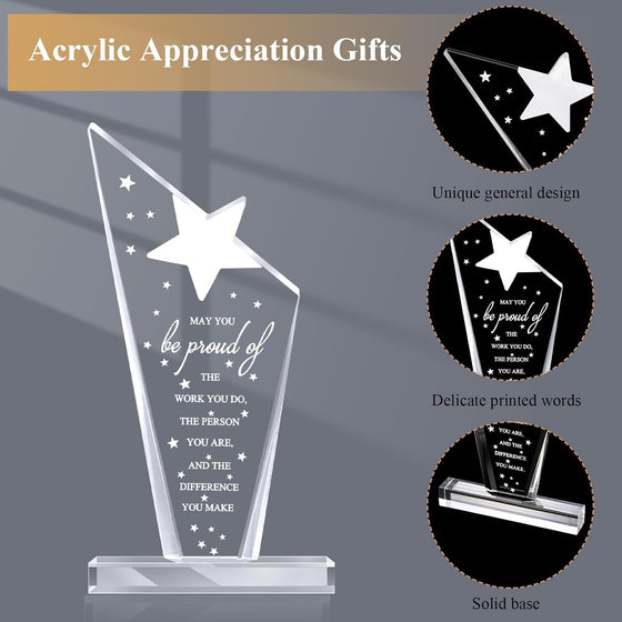 Bucherry 10 Pcs Employee Appreciation Awards for Coworker Acrylic Thank You Trophy May You Be Proud of The Work You Do Sign Prizes Retirement Goodbye Farewell Gift for Women Men(Stylish) - hover image