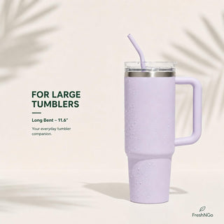 11.6‘’ Long Silicone Straws, 10PCS Reusable Travel Set with Caps and Case, 4 Bent Straws for Tumblers, Water Bottles, Travel Mugs, Hot and Iced Drinks
