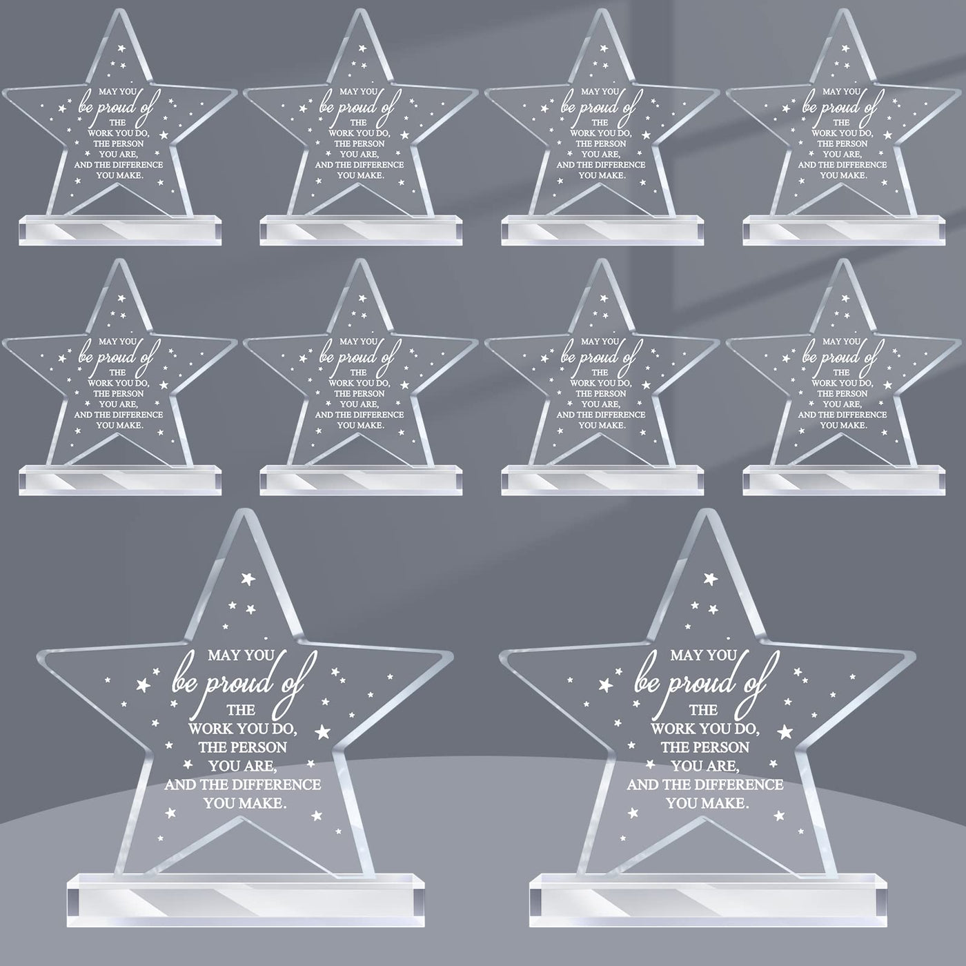 Bucherry 10 Pcs Employee Appreciation Awards for Coworker Acrylic Thank You Trophy May You Be Proud of The Work You Do Sign Prizes Retirement Goodbye Farewell Gift for Women Men(Stylish)