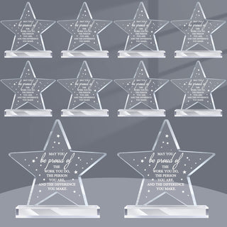 Bucherry 10 Pcs Employee Appreciation Awards for Coworker Acrylic Thank You Trophy May You Be Proud of The Work You Do Sign Prizes Retirement Goodbye Farewell Gift for Women Men(Stylish)
