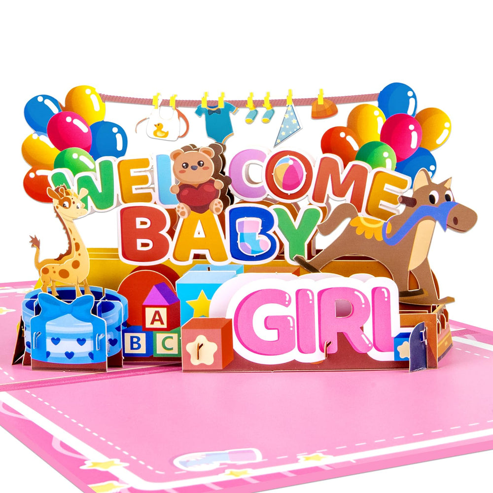 Welcome Baby Boy Pop Up 3D Greeting Cards with Blank Note & Envelope, ideal celebration gift for Baby Shower, Love, Anniversary, Special Moments, Inspirational, Birthday, Holiday, Party