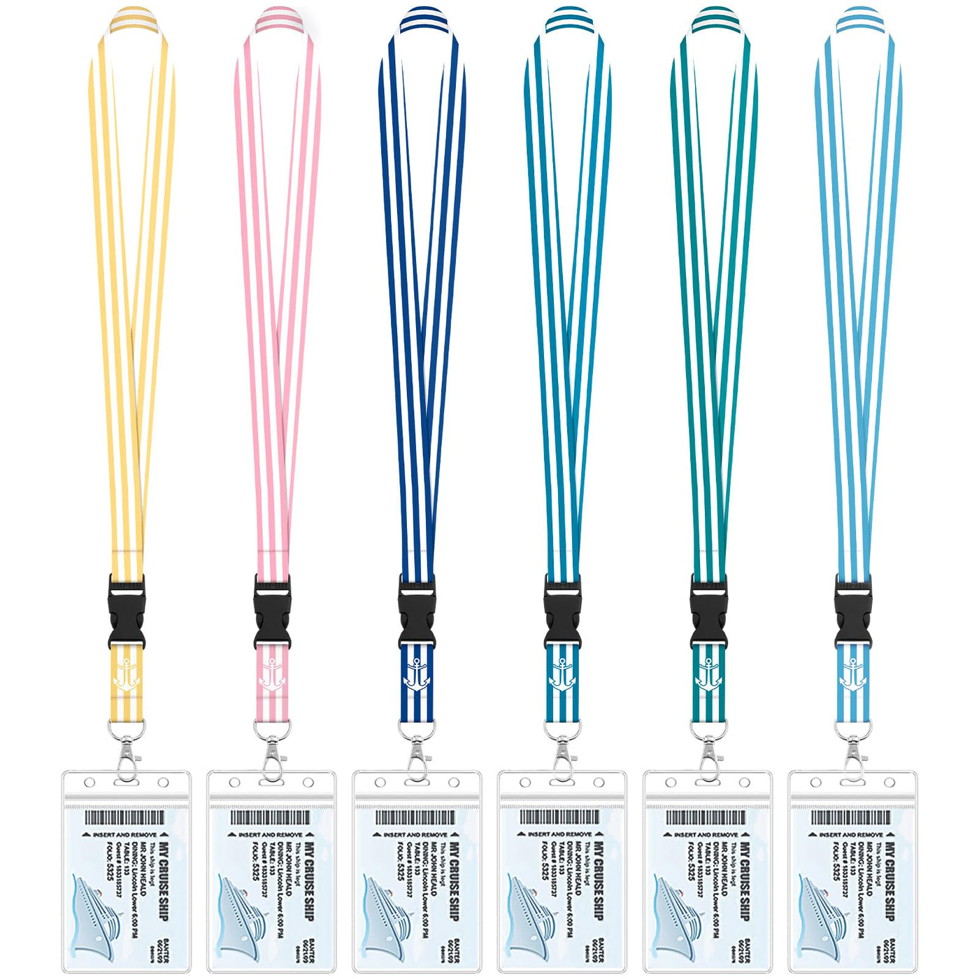 6 Pack Lanyards for Cruise Ship Cards with Waterproof ID Card Badge Holders for Royal Caribbean Cruise Essentials 2026（Ocean）
