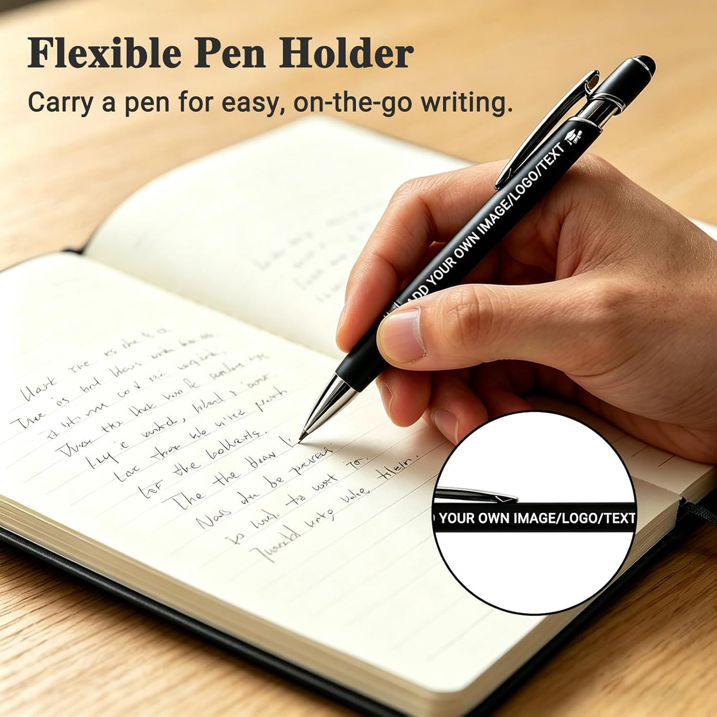 KMH Personalized Notebook and Pen Set, A5 200 Pages Lined Journal Bulk Custom Notebook with Photo Text LOGO for Work, School & Note Taking