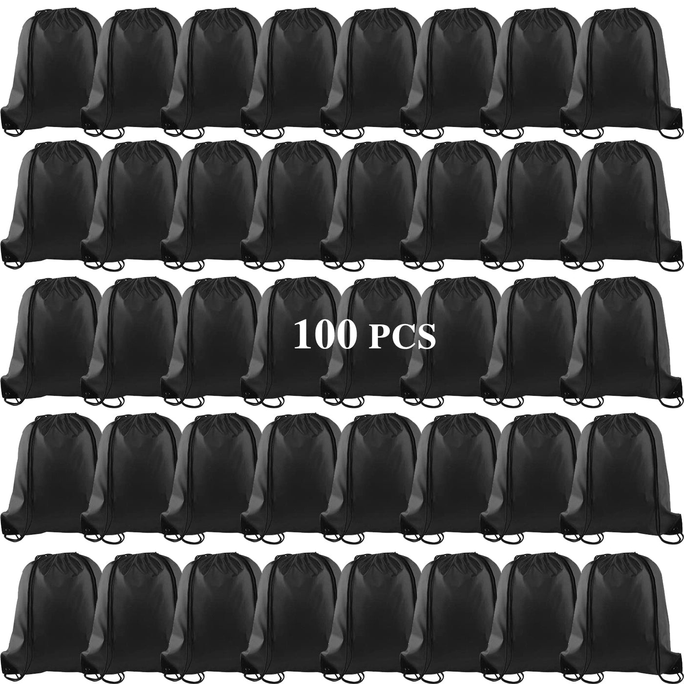 KUUQA 2 Pcs Drawstring Backpack Bags Sports Cinch Sack String Backpack Storage Bags for School Gym Traveling (Black)