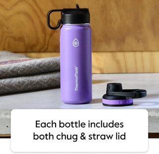 ThermoFlask 40 oz Double Wall Vacuum Insulated Stainless Steel Water Bottle - Reusable with Leakproof Chug & Straw Lids - Keeps Drinks Cold 24 hr/Hot 12 hr - Easy Maintenance - Gym/On-the-Go, Cobalt