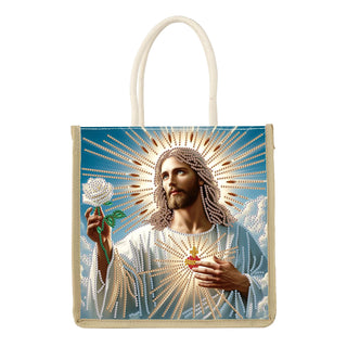 JZHYOAN Mandala Diamond Painting Canvas Tote Bags for Adults DIY Flower Diamond Art Tote Bags Kits Reusable Grocery Shopping Hand Storage Bag with Handles Portable Storage Bag for Family Woman Man