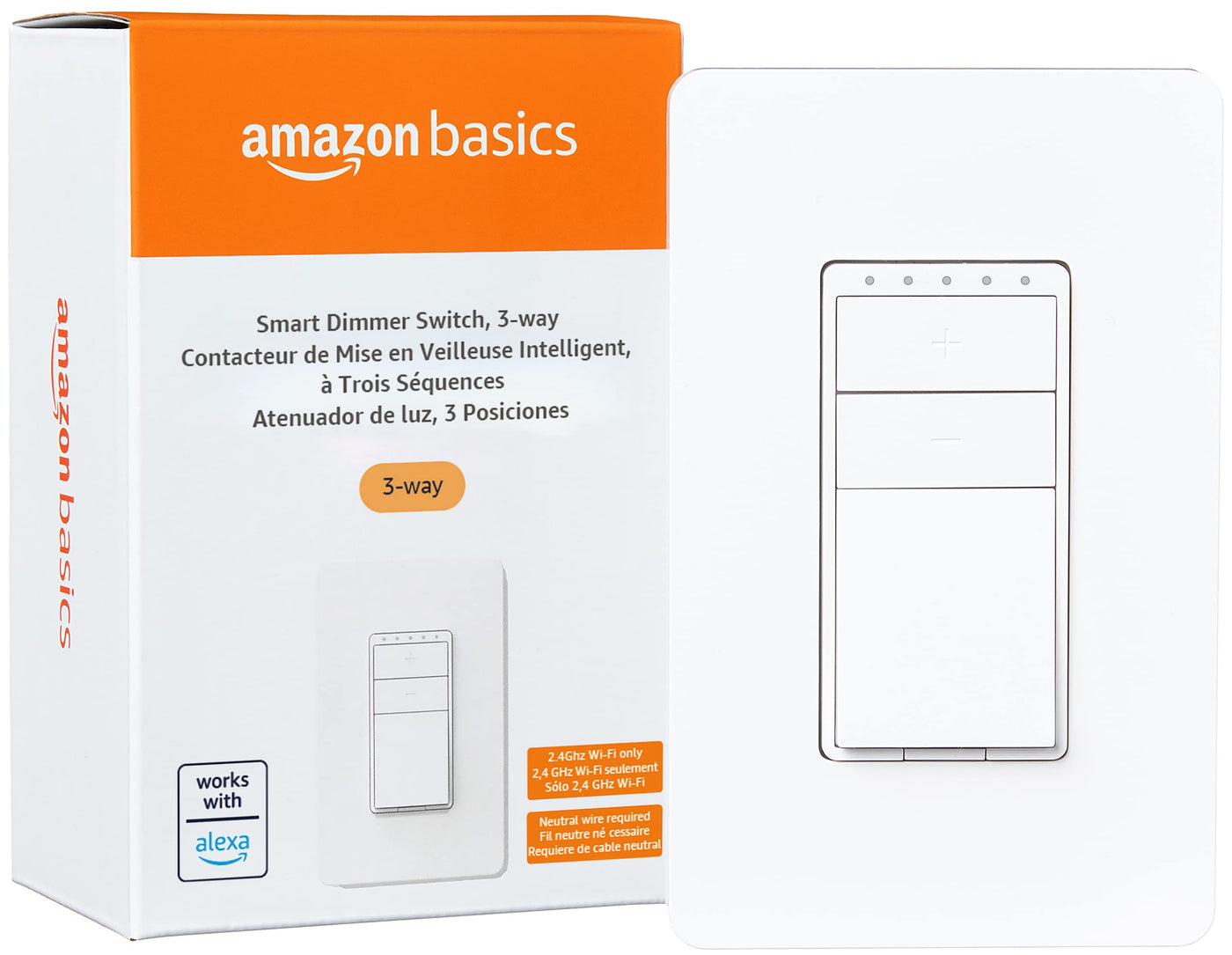 Amazon Basics Smart Light Switch, Single Pole, Works with Alexa Only, Voice Control, Schedule, 2.4 GHz Wi-Fi, No Hub Required, Easy to Install, White
